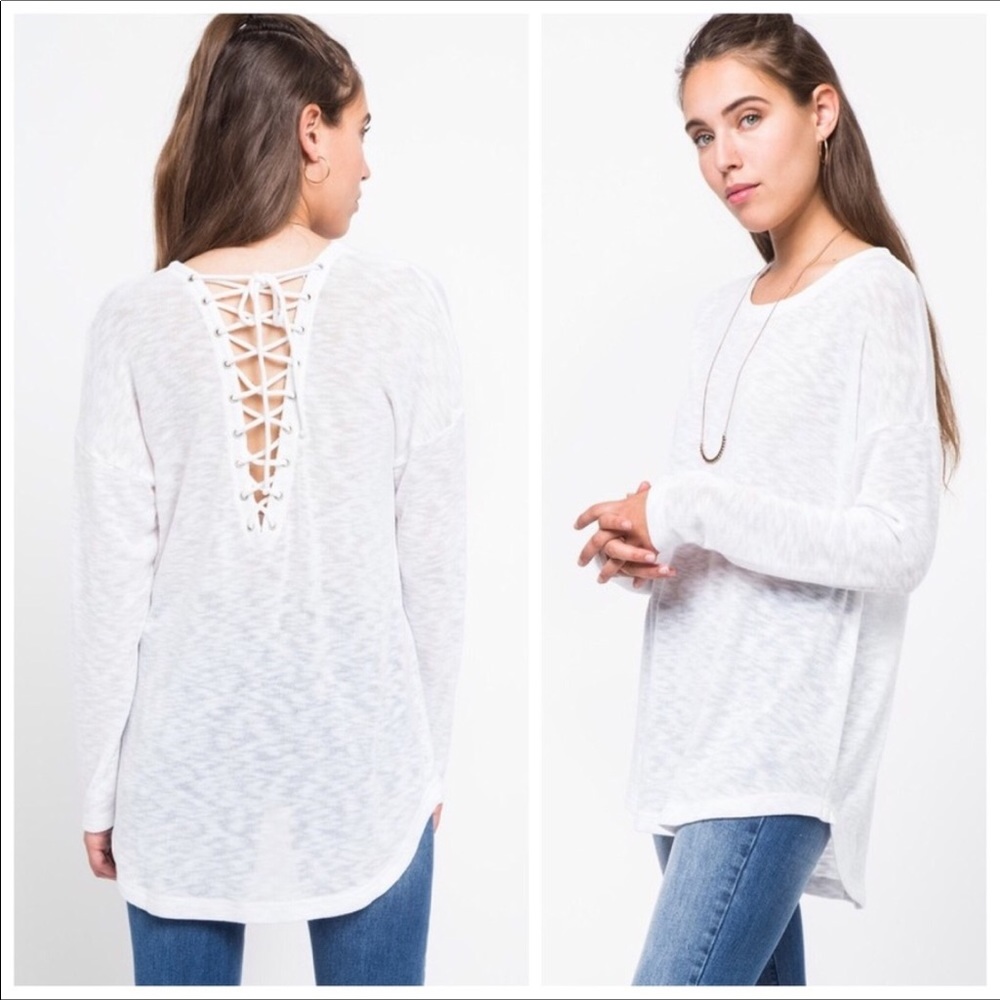 White Long Sleeve detail Top.